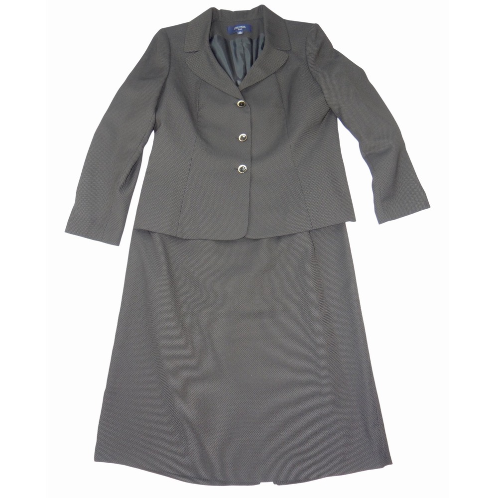 Jones Wear Suit Womens 14 Brown Blazer Skirt Set Micro Texture Professional 2pc